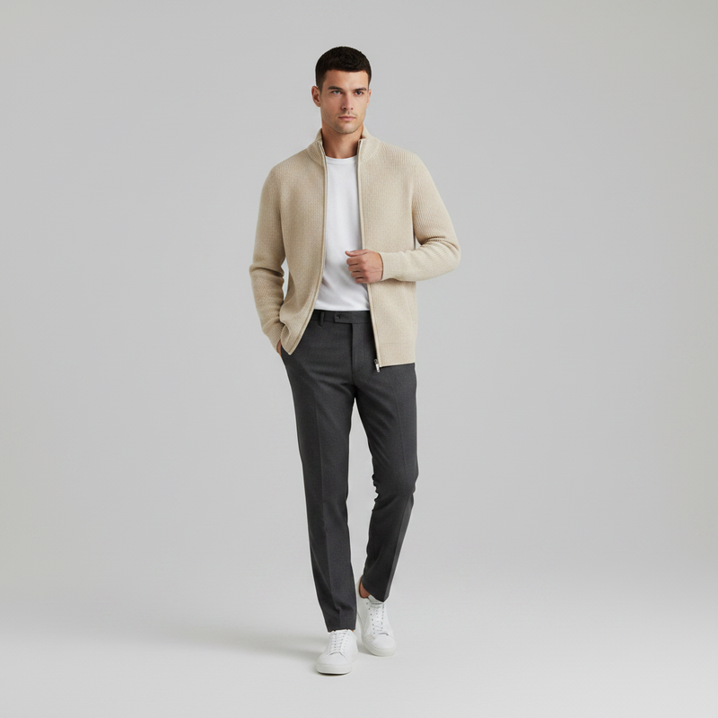 Cárdigan Ajustado con Cremallera | Moda Masculina
