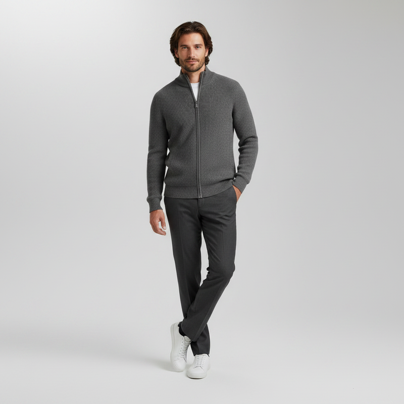 Cárdigan Ajustado con Cremallera | Moda Masculina