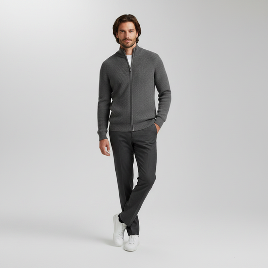 Cárdigan Ajustado con Cremallera | Moda Masculina