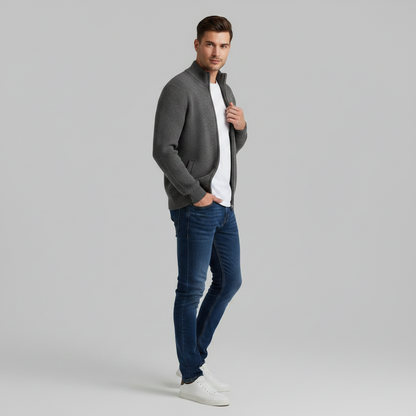 Cárdigan Ajustado con Cremallera | Moda Masculina