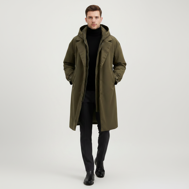 Gabardina Acolchada Impermeable Hombre | Chaqueta Larga