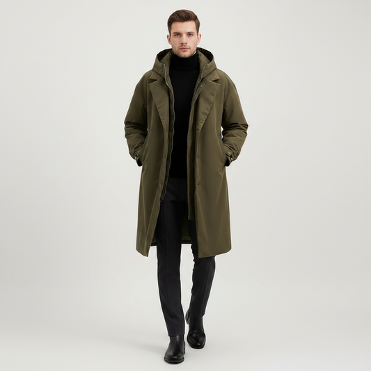 Gabardina Acolchada Impermeable Hombre | Chaqueta Larga