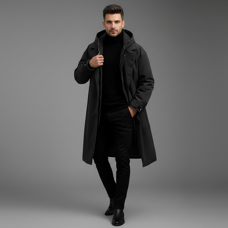 Gabardina Acolchada Impermeable Hombre | Chaqueta Larga