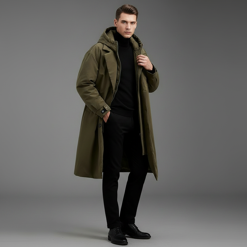 Gabardina Acolchada Impermeable Hombre | Chaqueta Larga