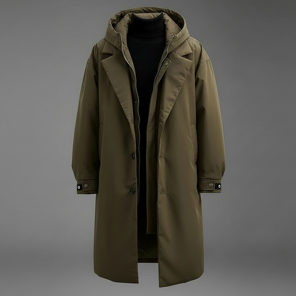 Gabardina Acolchada Impermeable Hombre | Chaqueta Larga 0