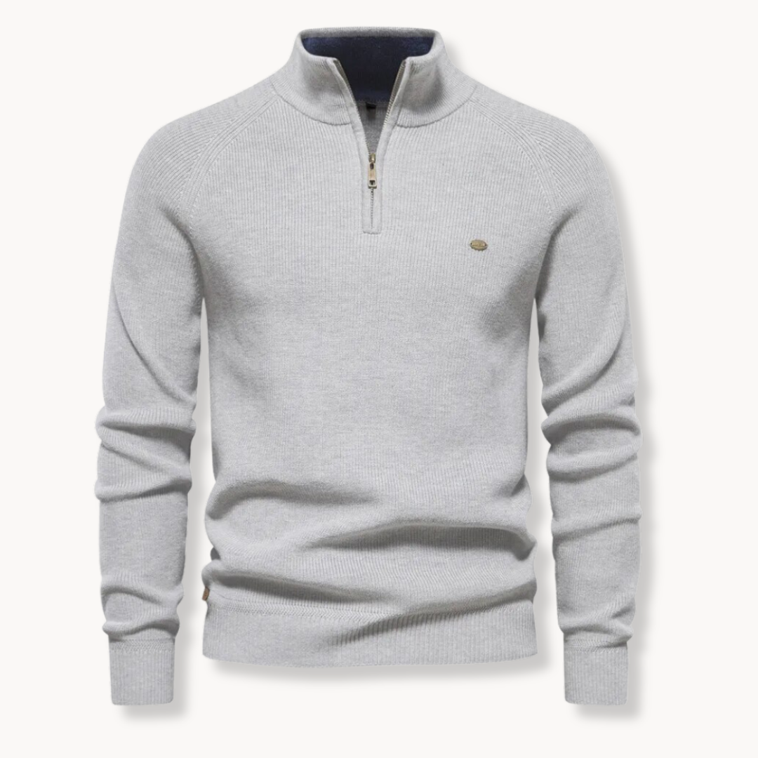 Jersey Negro con Media Cremallera | Prenda de Punto Masculina 7