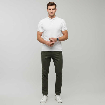Polo Elegante Blanco Hombre | Camisa Polo Manga Larga Casual
