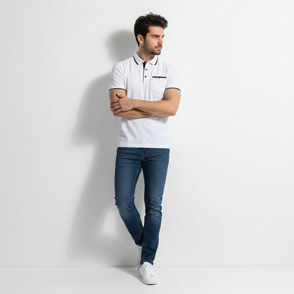 Polo Elegante Blanco para Hombre | Polo Manga Larga Casual